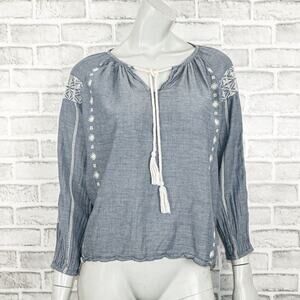Roberta Roller Rabbit Cotton Chambray Boho top Size Small